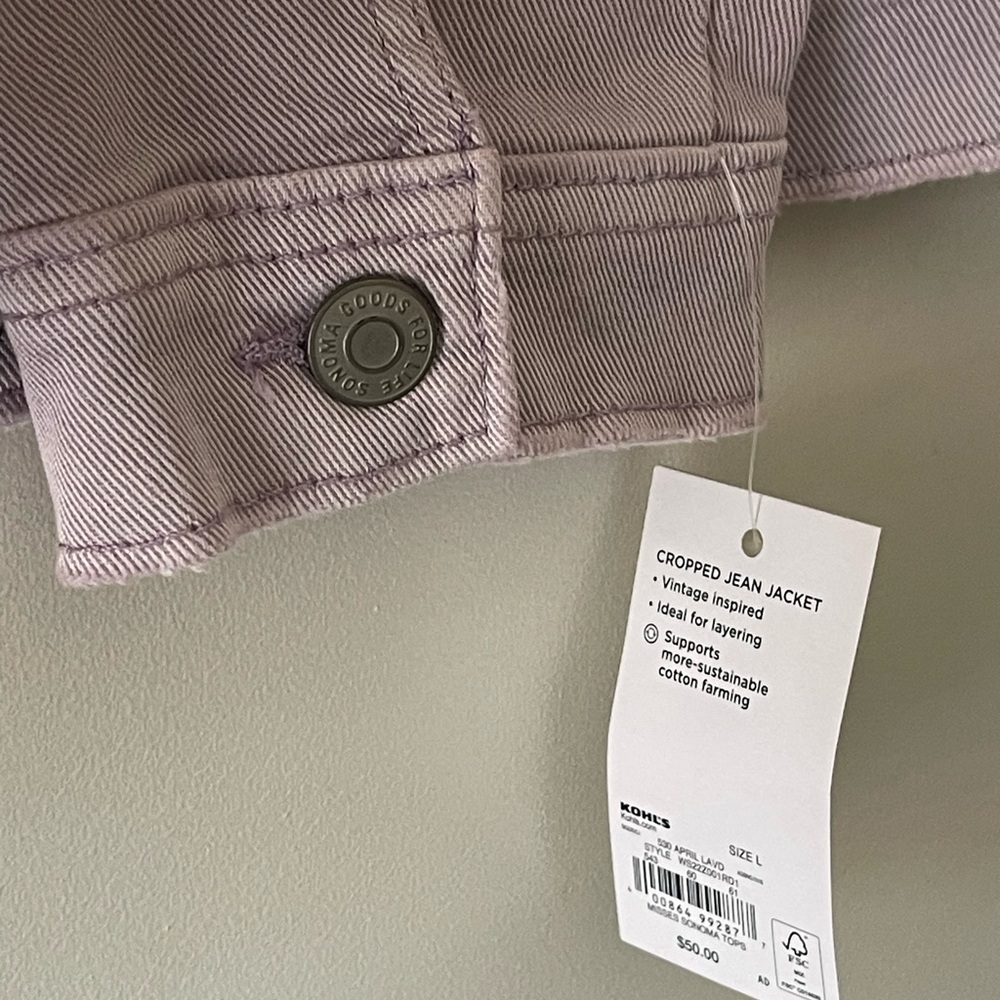 Sonoma Purple Cropped Jean Jacket - Picture 2 of 3